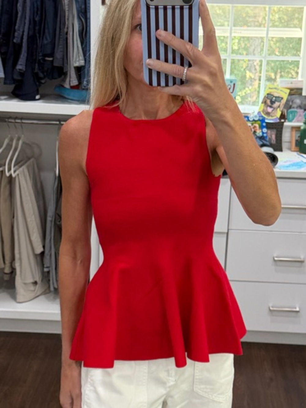 Avara Women’s Red Sleeveless Peplum Top